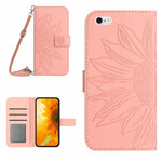 Skin Feel Custodia per cellulare in pelle con motivo a fiori di sole, For iPhone 6, For iPhone 6s Plus