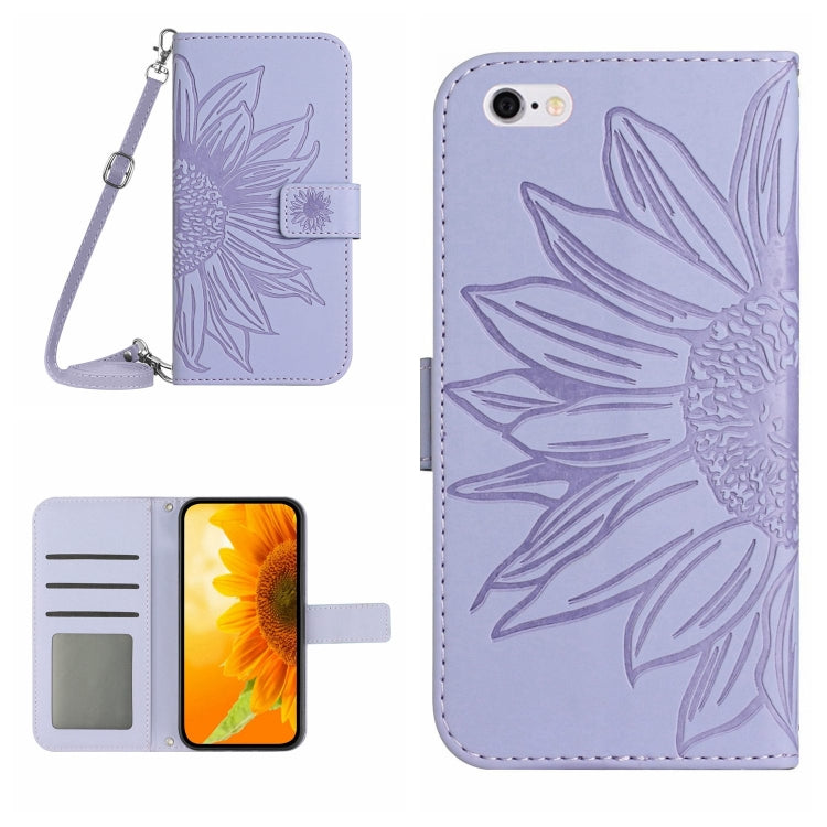 Skin Feel Custodia per cellulare in pelle con motivo a fiori di sole, For iPhone 6, For iPhone 6s Plus