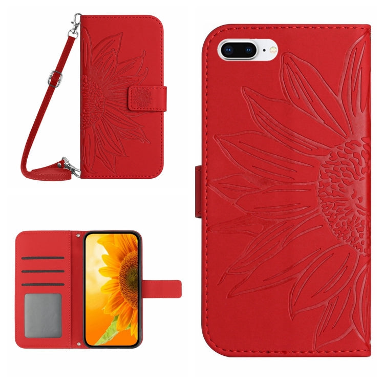 Skin Feel Custodia per cellulare in pelle con motivo a fiori di sole, For iPhone 7 / 8, For iPhone 7 Plus / 8 Plus