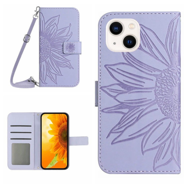 Skin Feel Custodia per cellulare in pelle con motivo a fiori di sole, For iPhone 14, For iPhone 14 Plus