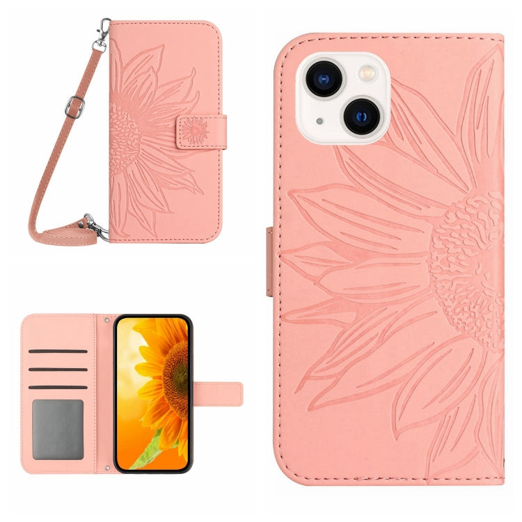 Skin Feel Custodia per cellulare in pelle con motivo a fiori di sole, For iPhone 14, For iPhone 14 Plus