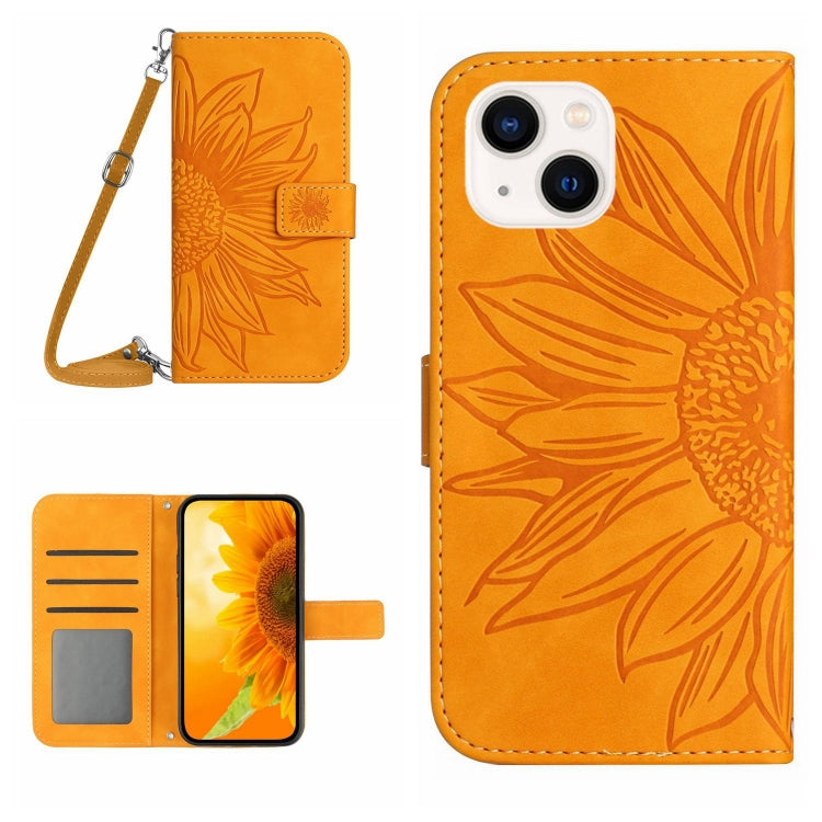 Skin Feel Custodia per cellulare in pelle con motivo a fiori di sole, For iPhone 14, For iPhone 14 Plus