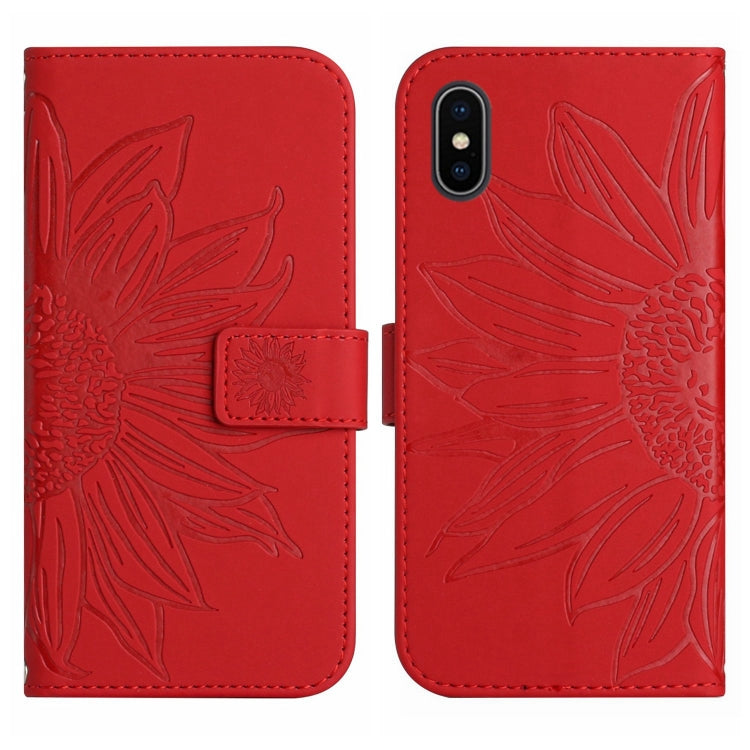Skin Feel Custodia per cellulare in pelle con motivo a fiori di sole, For iPhone XS Max