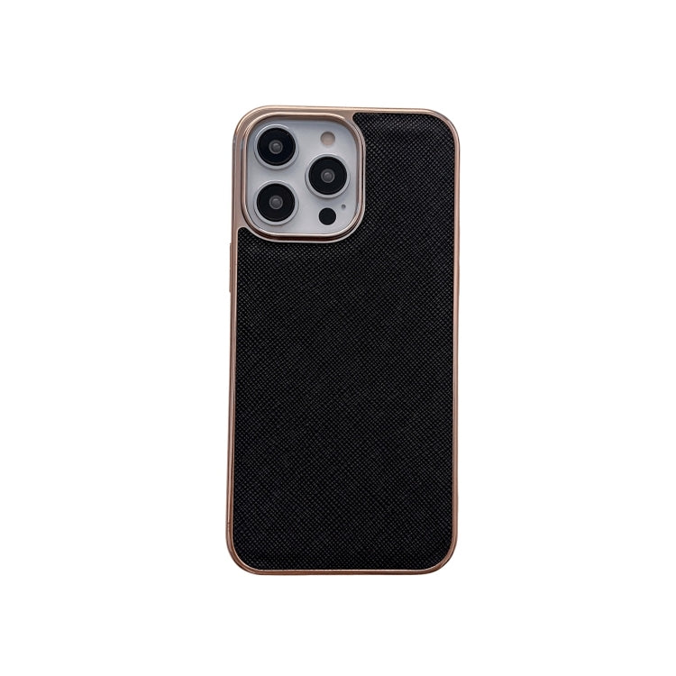 Custodia per telefono in vera pelle con trama incrociata nano galvanica, For iPhone 14 Pro Max, For iPhone 14 Pro, For iPhone 14, For iPhone 14 Plus, For iPhone 13 Pro Max, For iPhone 13 Pro
