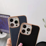 Custodia per telefono in vera pelle con trama incrociata nano galvanica, For iPhone 14 Pro Max, For iPhone 14 Pro, For iPhone 14, For iPhone 14 Plus, For iPhone 13 Pro Max, For iPhone 13 Pro