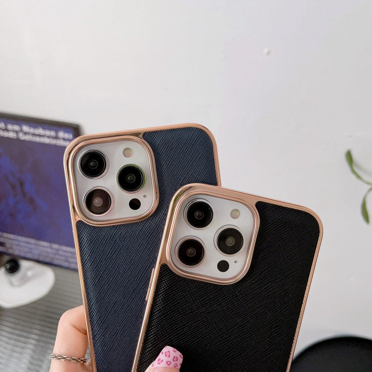 Custodia per telefono in vera pelle con trama incrociata nano galvanica, For iPhone 14 Pro Max, For iPhone 14 Pro, For iPhone 14, For iPhone 14 Plus, For iPhone 13 Pro Max, For iPhone 13 Pro