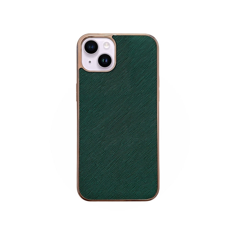 Custodia per telefono in vera pelle con trama incrociata nano galvanica, For iPhone 14 Pro Max, For iPhone 14 Pro, For iPhone 14, For iPhone 14 Plus, For iPhone 13 Pro Max, For iPhone 13 Pro