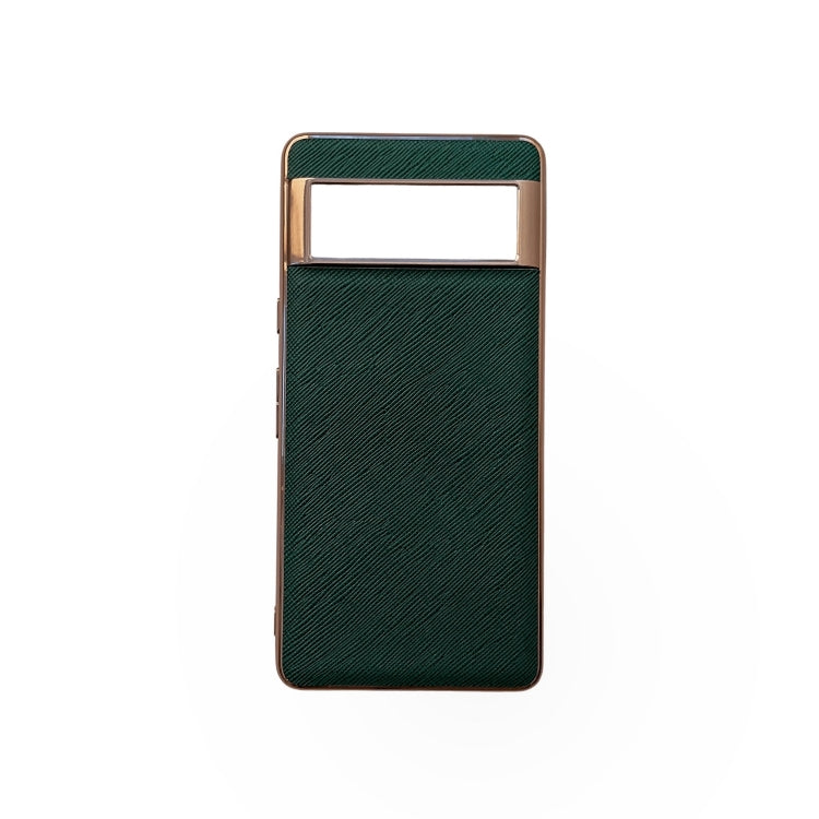 Custodia per telefono in vera pelle con trama incrociata nano galvanica, For iPhone 13, For Google Pixel 6 Pro, For Google Pixel 6, For Google Pixel 6a, For Google Pixel 7 5G, For Samsung Galaxy A13 4G