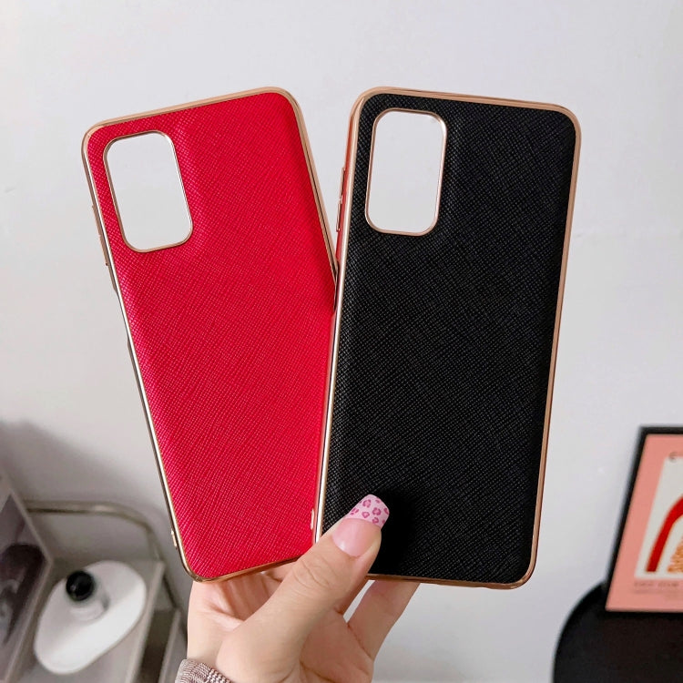 Custodia per telefono in vera pelle con trama incrociata nano galvanica, For Samsung Galaxy A23 5G / 4G, For Samsung Galaxy A33 5G, For Samsung Galaxy A53 5G, For Samsung Galaxy A73 5G