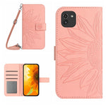 Skin Feel Custodia per cellulare in pelle con motivo a fiori di sole, For Samsung Galaxy A03 166mm, For Samsung Galaxy A03 Core