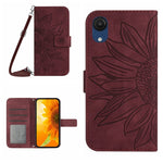 Skin Feel Custodia per cellulare in pelle con motivo a fiori di sole, For Samsung Galaxy A03 166mm, For Samsung Galaxy A03 Core