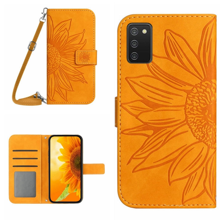 Skin Feel Custodia per cellulare in pelle con motivo a fiori di sole, For Samsung Galaxy A03S 165.85mm, For Samsung Galaxy A03S 166mm