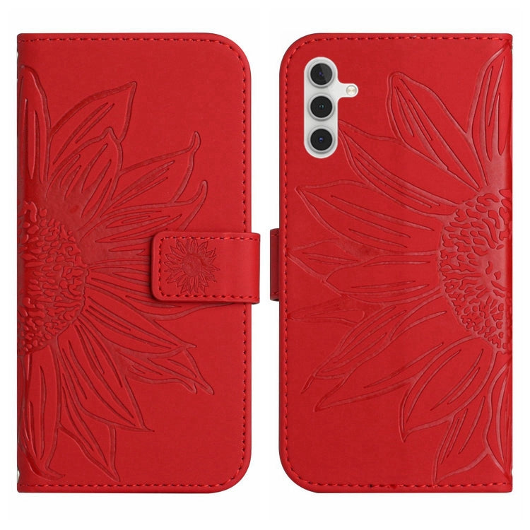 Skin Feel Custodia per cellulare in pelle con motivo a fiori di sole, For Samsung Galaxy A14 5G, For Samsung Galaxy A20E