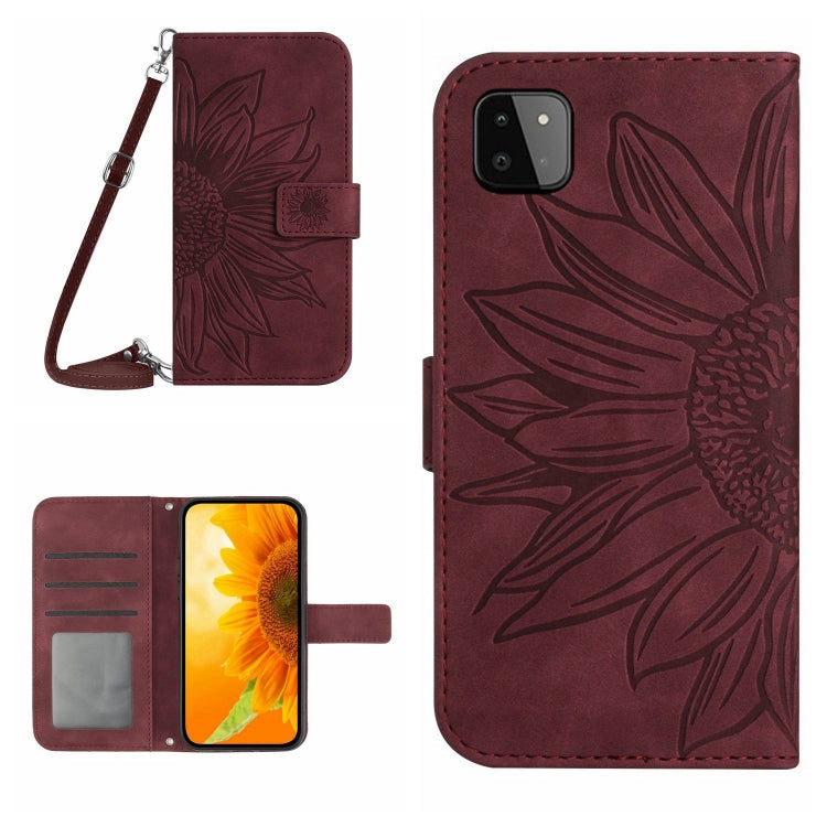 Skin Feel Custodia per cellulare in pelle con motivo a fiori di sole, For Samsung Galaxy A22 5G, For Samsung Galaxy A23
