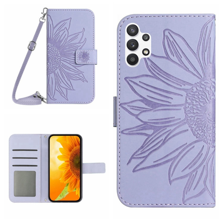 Skin Feel Custodia per cellulare in pelle con motivo a fiori di sole, For Samsung Galaxy A32 4G, For Samsung Galaxy A32 5G