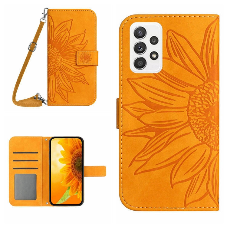 Skin Feel Custodia per cellulare in pelle con motivo a fiori di sole, For Samsung Galaxy A53 5G, For Samsung Galaxy A70/A70S