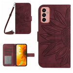 Skin Feel Custodia per cellulare in pelle con motivo a fiori di sole, For Samsung Galaxy M13, For Samsung Galaxy M21/M30S