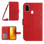 Skin Feel Custodia per cellulare in pelle con motivo a fiori di sole, For Samsung Galaxy M13, For Samsung Galaxy M21/M30S