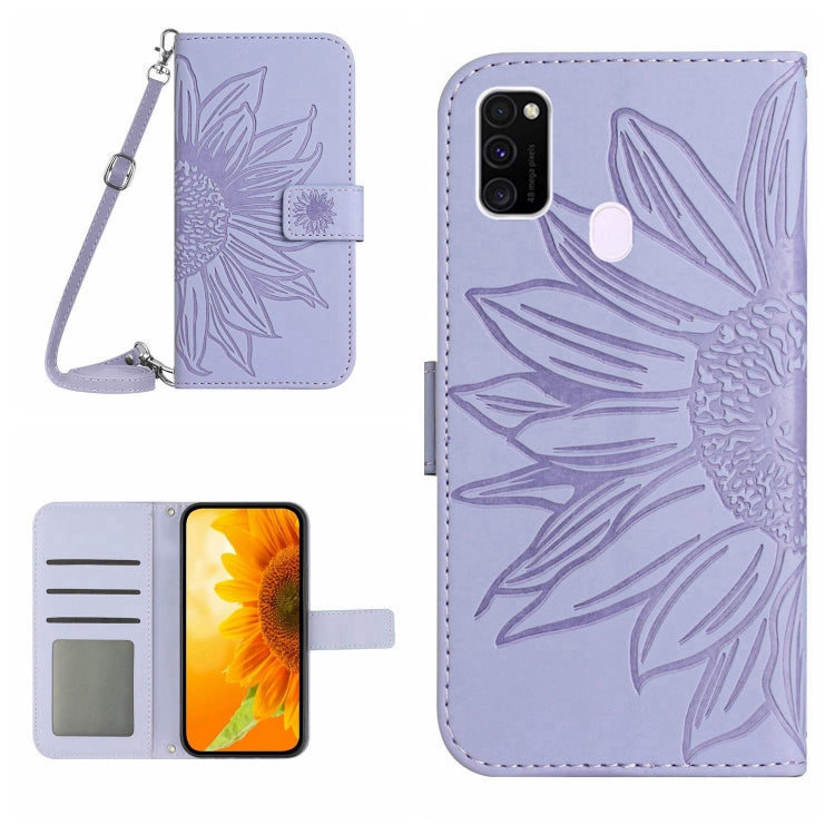 Skin Feel Custodia per cellulare in pelle con motivo a fiori di sole, For Samsung Galaxy M13, For Samsung Galaxy M21/M30S