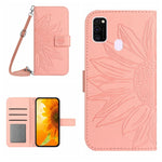 Skin Feel Custodia per cellulare in pelle con motivo a fiori di sole, For Samsung Galaxy M13, For Samsung Galaxy M21/M30S
