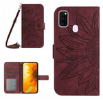 Skin Feel Custodia per cellulare in pelle con motivo a fiori di sole, For Samsung Galaxy M13, For Samsung Galaxy M21/M30S