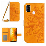 Skin Feel Custodia per cellulare in pelle con motivo a fiori di sole, For Samsung Galaxy M13, For Samsung Galaxy M21/M30S