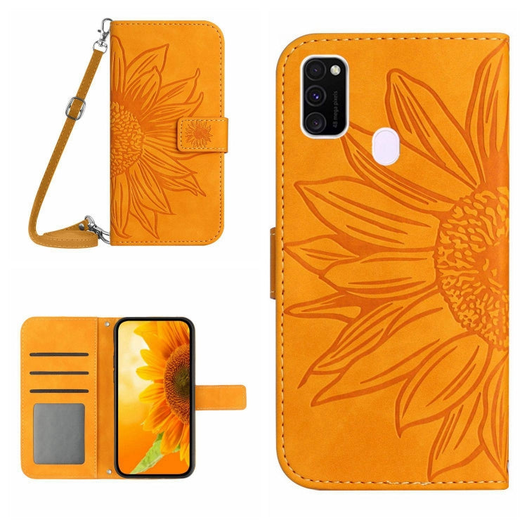 Skin Feel Custodia per cellulare in pelle con motivo a fiori di sole, For Samsung Galaxy M13, For Samsung Galaxy M21/M30S