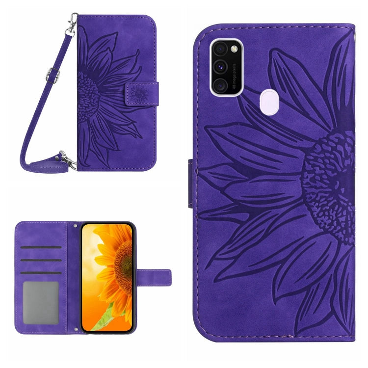 Skin Feel Custodia per cellulare in pelle con motivo a fiori di sole, For Samsung Galaxy M13, For Samsung Galaxy M21/M30S
