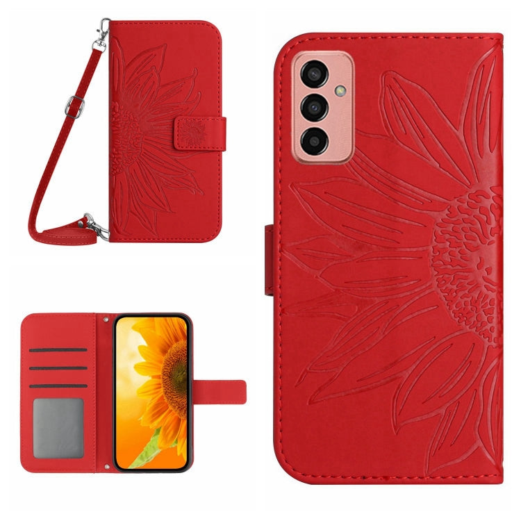 Skin Feel Custodia per cellulare in pelle con motivo a fiori di sole, For Samsung Galaxy M23 5G, For Samsung Galaxy M31/M21S