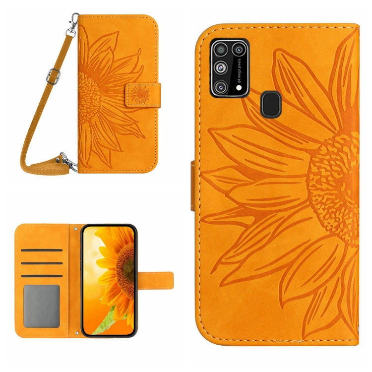 Skin Feel Custodia per cellulare in pelle con motivo a fiori di sole, For Samsung Galaxy M23 5G, For Samsung Galaxy M31/M21S