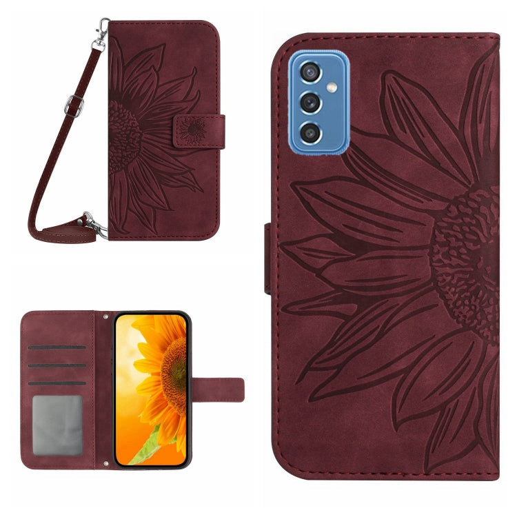 Skin Feel Custodia per cellulare in pelle con motivo a fiori di sole, For Samsung Galaxy M52 5G, For Samsung Galaxy M53 5G