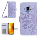 Skin Feel Custodia per cellulare in pelle con motivo a fiori di sole, For Samsung Galaxy S9, For Samsung Galaxy S9+