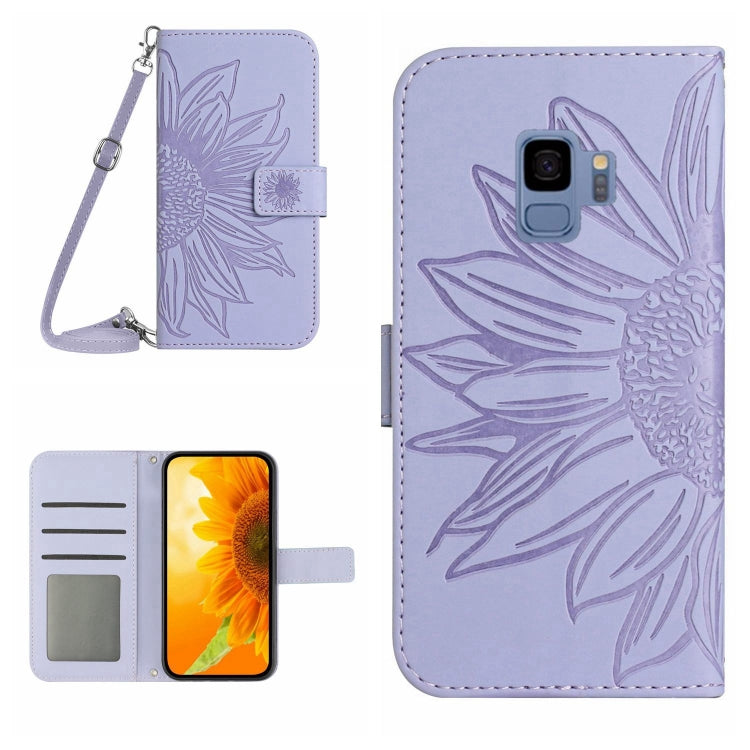 Skin Feel Custodia per cellulare in pelle con motivo a fiori di sole, For Samsung Galaxy S9, For Samsung Galaxy S9+