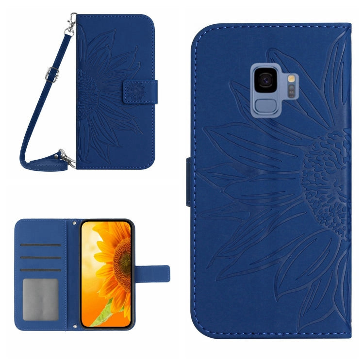 Skin Feel Custodia per cellulare in pelle con motivo a fiori di sole, For Samsung Galaxy S9, For Samsung Galaxy S9+