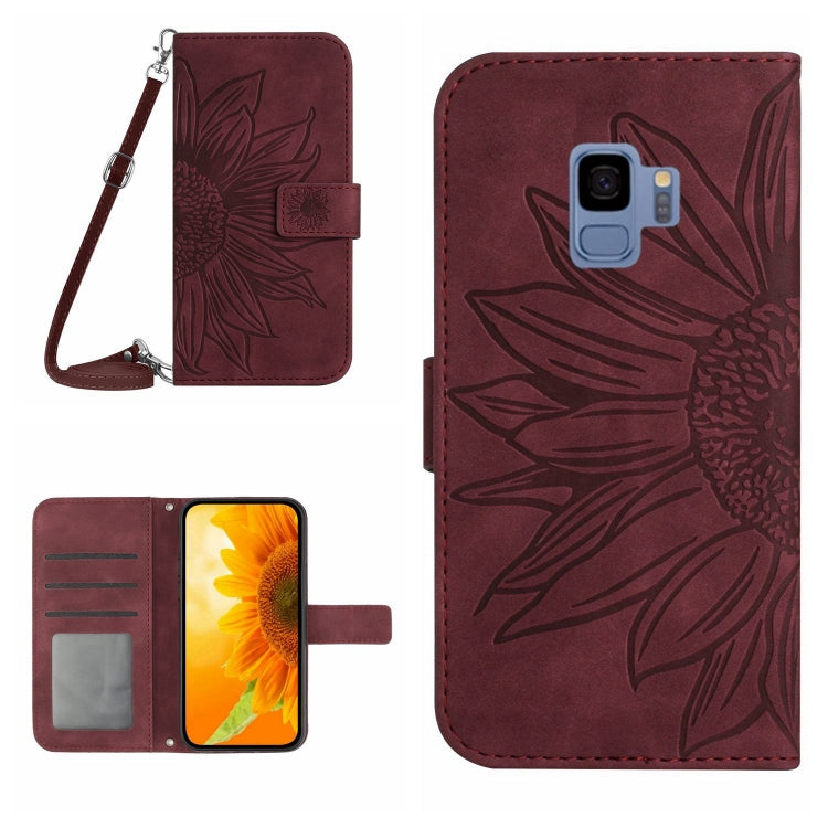 Skin Feel Custodia per cellulare in pelle con motivo a fiori di sole, For Samsung Galaxy S9, For Samsung Galaxy S9+