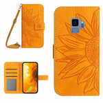 Skin Feel Custodia per cellulare in pelle con motivo a fiori di sole, For Samsung Galaxy S9, For Samsung Galaxy S9+