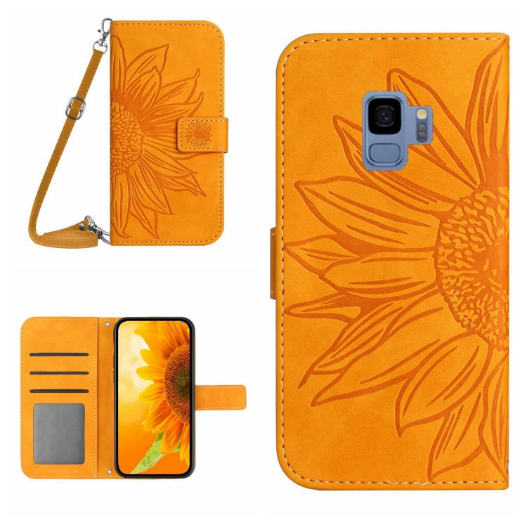 Skin Feel Custodia per cellulare in pelle con motivo a fiori di sole, For Samsung Galaxy S9, For Samsung Galaxy S9+