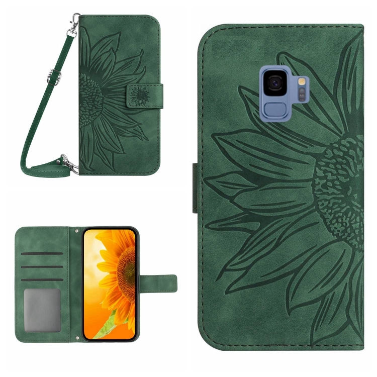 Skin Feel Custodia per cellulare in pelle con motivo a fiori di sole, For Samsung Galaxy S9, For Samsung Galaxy S9+