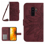 Skin Feel Custodia per cellulare in pelle con motivo a fiori di sole, For Samsung Galaxy S9, For Samsung Galaxy S9+