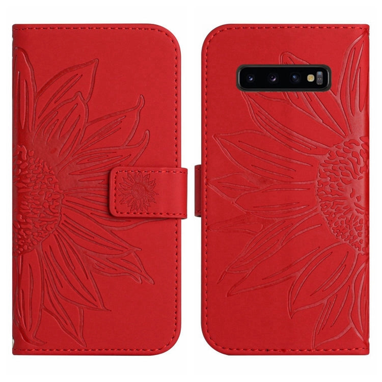 Skin Feel Custodia per cellulare in pelle con motivo a fiori di sole, For Samsung Galaxy S10, For Samsung Galaxy S10+