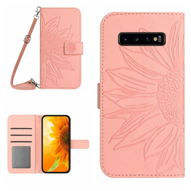 Skin Feel Custodia per cellulare in pelle con motivo a fiori di sole, For Samsung Galaxy S10, For Samsung Galaxy S10+