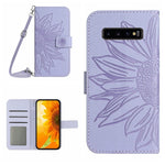 Skin Feel Custodia per cellulare in pelle con motivo a fiori di sole, For Samsung Galaxy S10, For Samsung Galaxy S10+