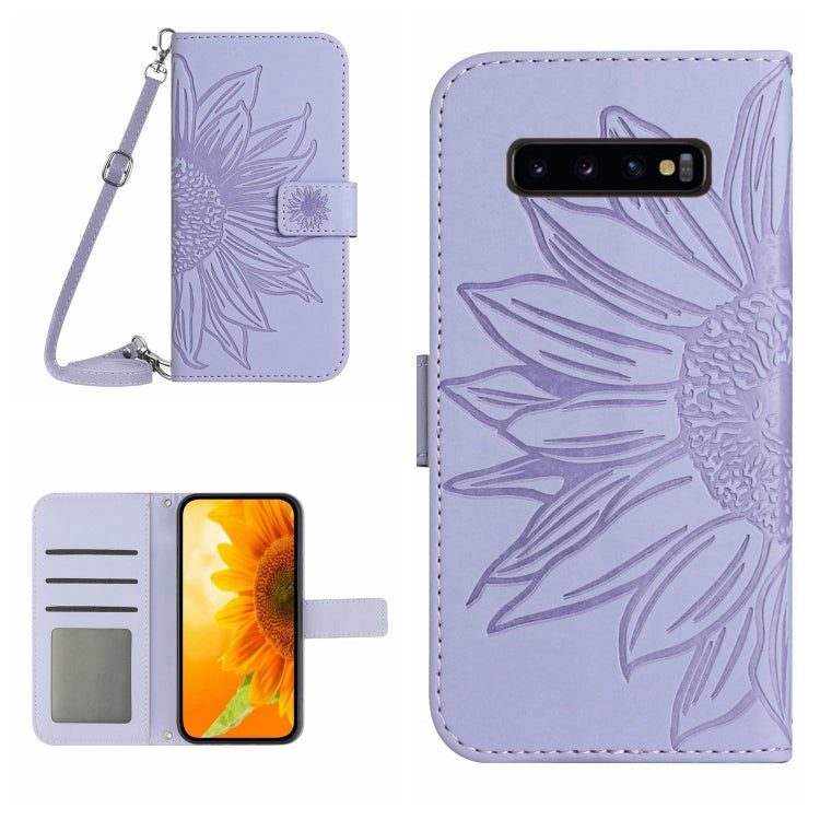 Skin Feel Custodia per cellulare in pelle con motivo a fiori di sole, For Samsung Galaxy S10, For Samsung Galaxy S10+