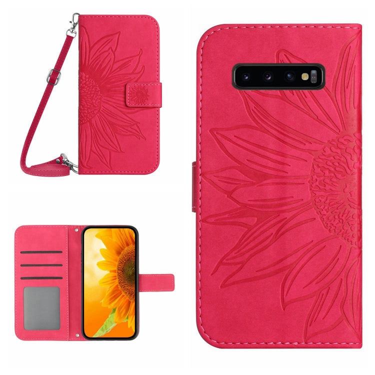 Skin Feel Custodia per cellulare in pelle con motivo a fiori di sole, For Samsung Galaxy S10, For Samsung Galaxy S10+