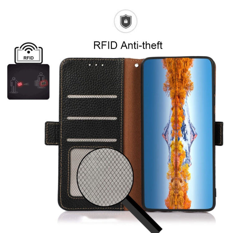 KHAZNEH Custodia per telefono RFID in vera pelle Litchi magnetica laterale, For Nokia G60 5G, For Samsung Galaxy S23+ 5G, For Samsung Galaxy S23 5G, For Samsung Galaxy S23 Ultra 5G