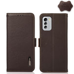 KHAZNEH Custodia per telefono RFID in vera pelle Litchi magnetica laterale, For Nokia G60 5G, For Samsung Galaxy S23+ 5G, For Samsung Galaxy S23 5G, For Samsung Galaxy S23 Ultra 5G