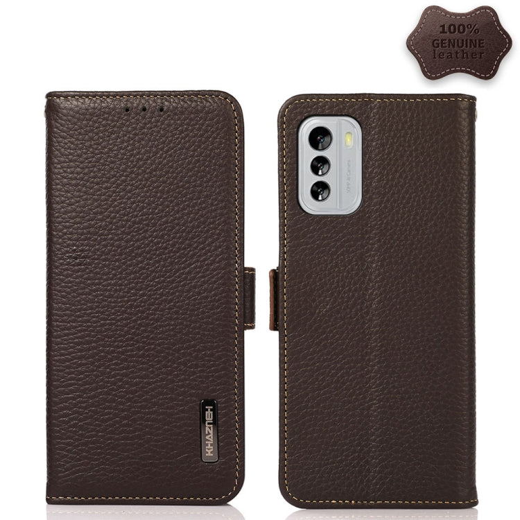KHAZNEH Custodia per telefono RFID in vera pelle Litchi magnetica laterale, For Nokia G60 5G, For Samsung Galaxy S23+ 5G, For Samsung Galaxy S23 5G, For Samsung Galaxy S23 Ultra 5G