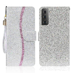 Custodia per telefono in pelle con glitter polvere, For Samsung Galaxy S23 5G, For Samsung Galaxy S23+ 5G, For Samsung Galaxy S23 Ultra 5G, For Samsung Galaxy A14 5G