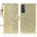 Custodia per telefono in pelle con glitter polvere, For Samsung Galaxy S23 5G, For Samsung Galaxy S23+ 5G, For Samsung Galaxy S23 Ultra 5G, For Samsung Galaxy A14 5G