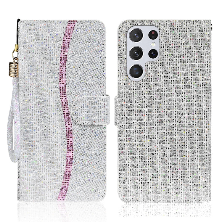 Custodia per telefono in pelle con glitter polvere, For Samsung Galaxy S23 5G, For Samsung Galaxy S23+ 5G, For Samsung Galaxy S23 Ultra 5G, For Samsung Galaxy A14 5G